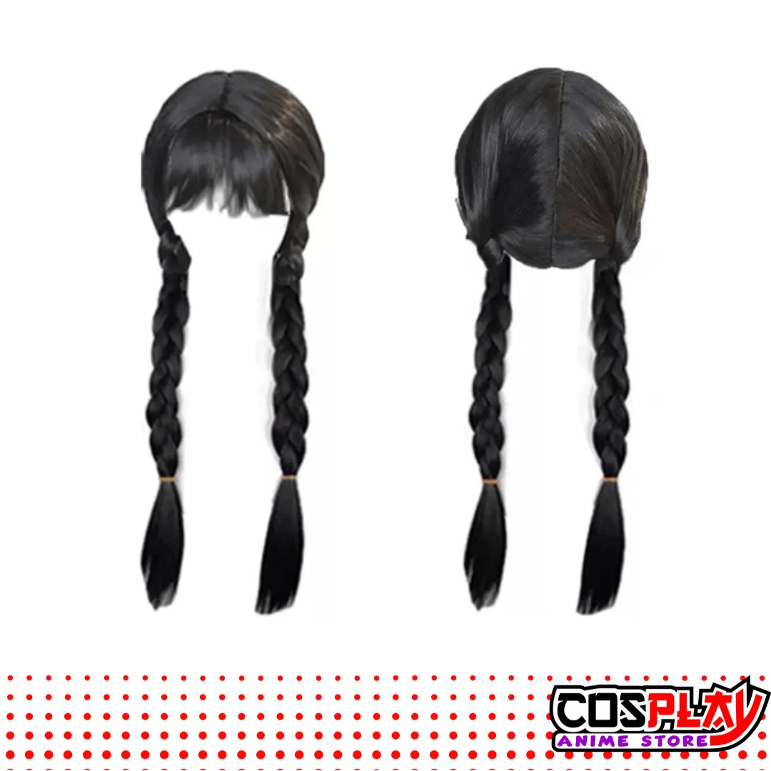 Peluca Anime Cosplay Merlina Locos Addams Alta Calidad