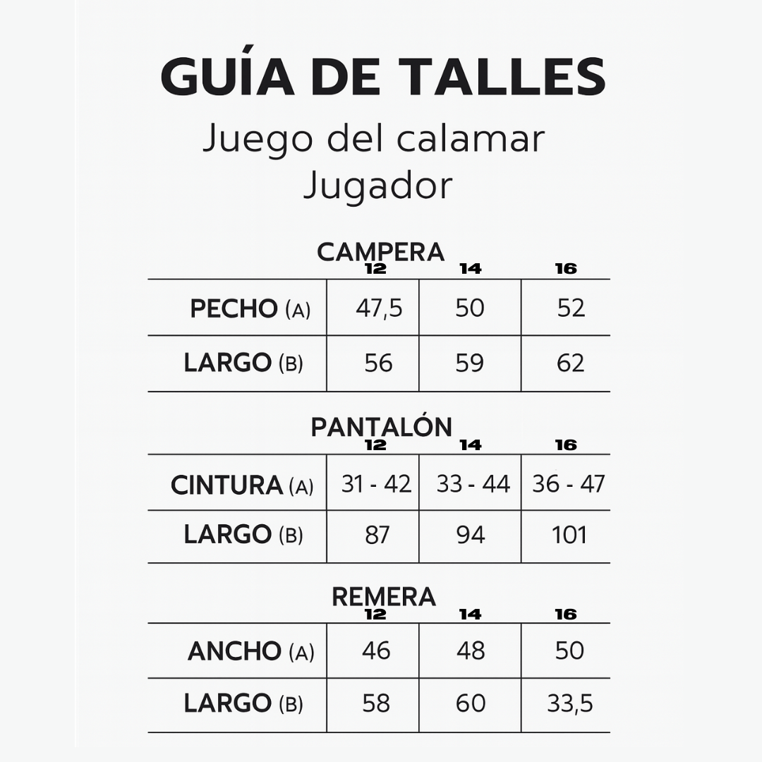 Taller conjunto juego del calamar 