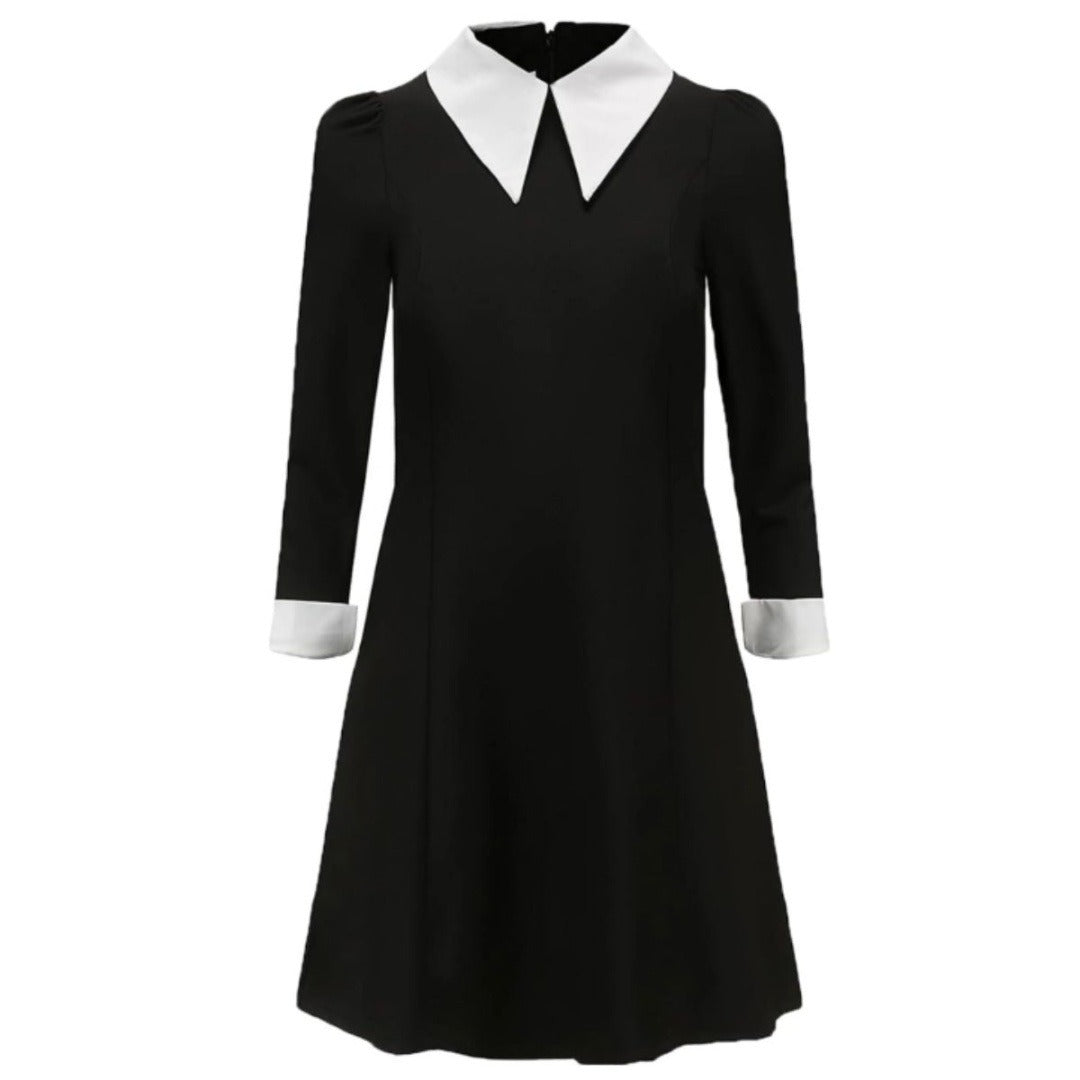 Disfraz Infantil Merlina Completo  Vestido + Peluca + Medias + Dedos