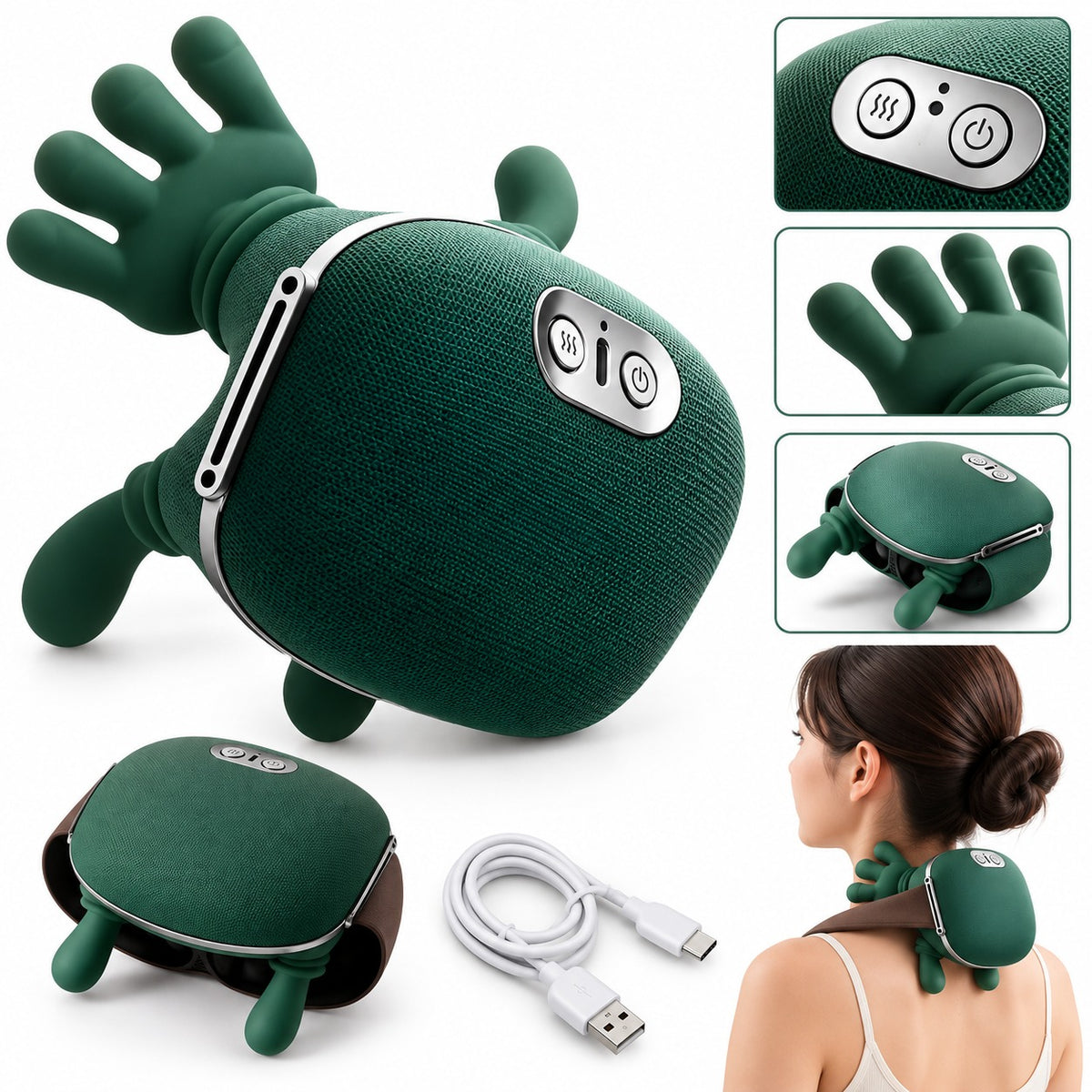 Masajeador Shiatsu Inalámbrico para Cuello, Hombros y Cuerpo