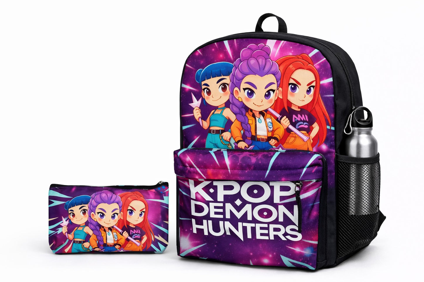 Kit Mochila Y Cartuchera Guerreras K-pop Demon Hunters.