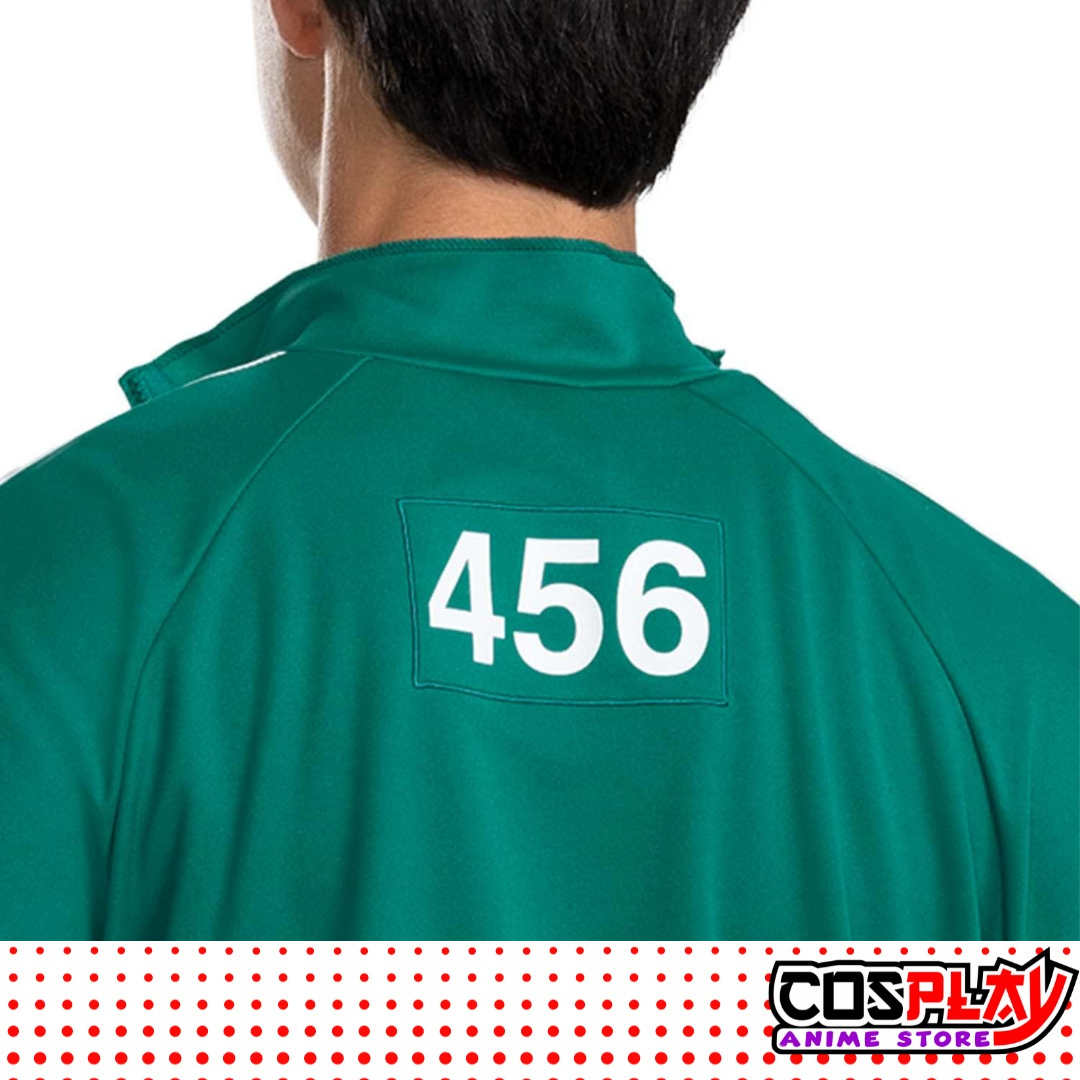 conjunto juego del calamar campera con cierre, pantalón deportivo y remera estampada