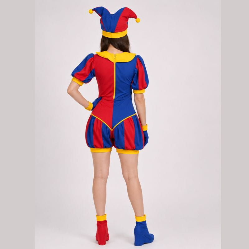 Traje de Bufón Pomni Adulto con Accesorios atrás Cosplay UY