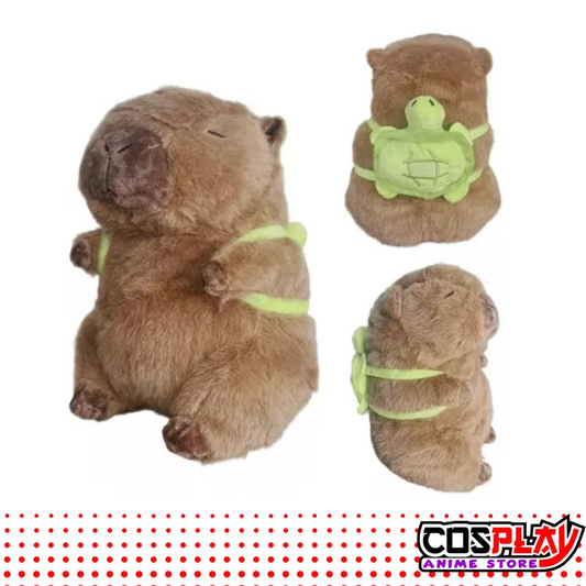 peluche capibara con mochila tortuga