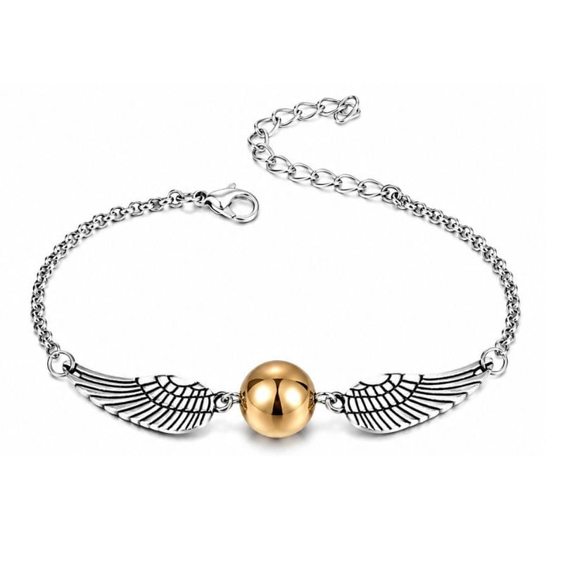 Pulsera Snitch Harry Potter Dorada y Plateada Acero Quirúrgico