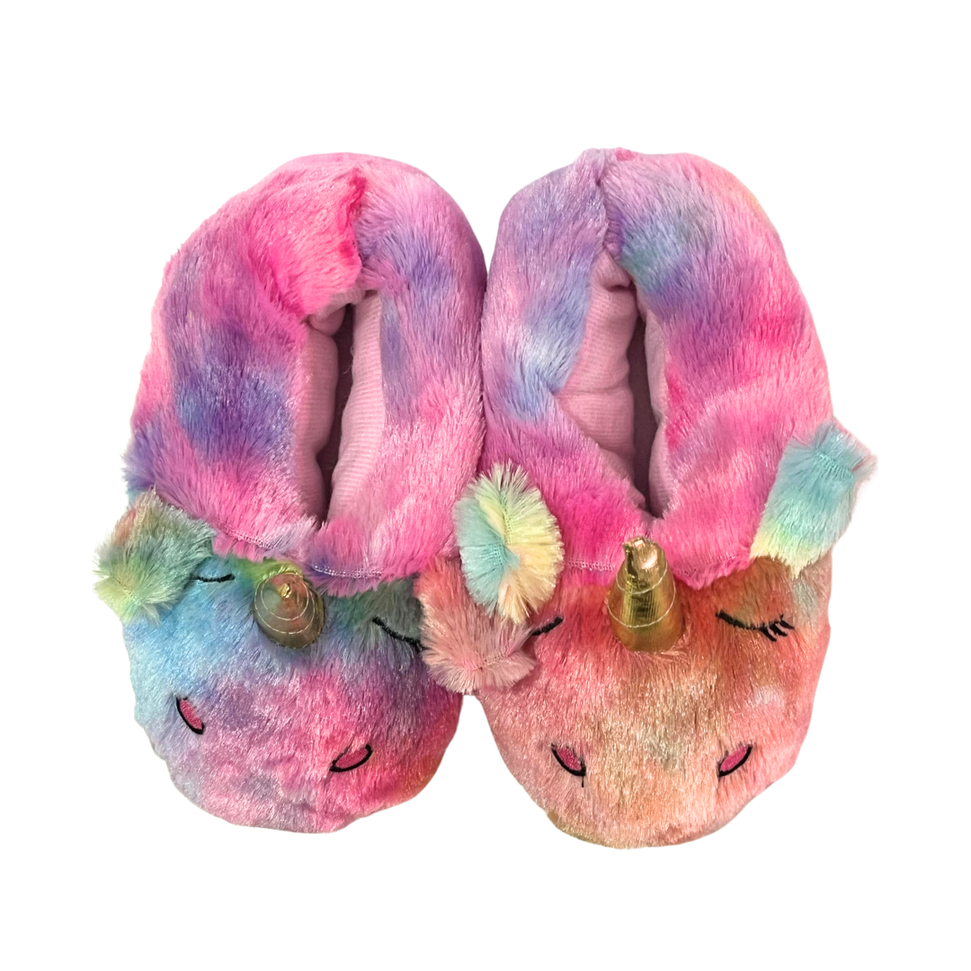 Pantuflas Unicornio Arcoiris Cerradas Ajustables Talle Unico