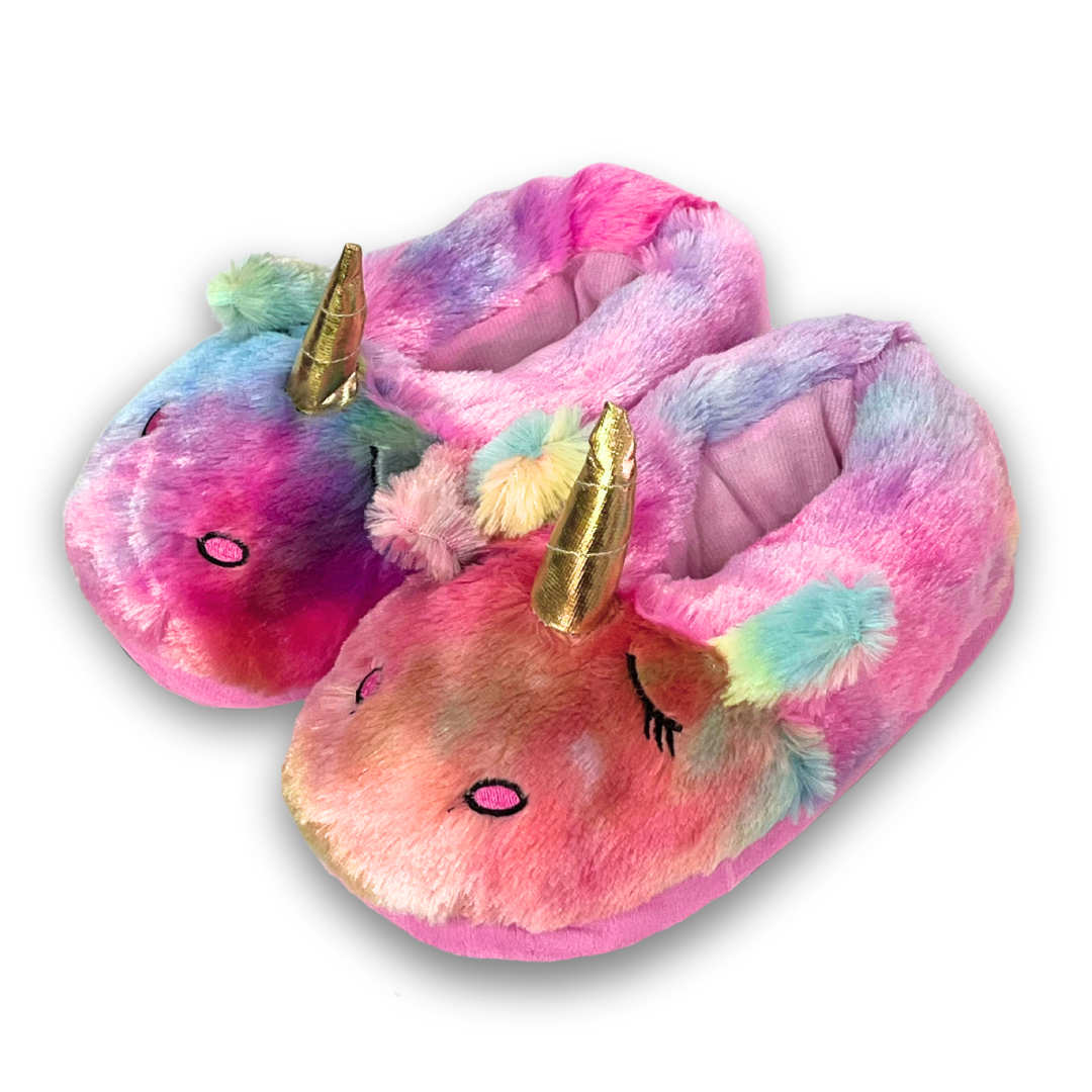 Pantuflas Unicornio Arcoiris Cerradas Ajustables Talle Unico