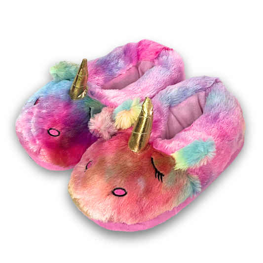 Pantuflas Unicornio Arcoiris Cerradas Ajustables Talle Unico